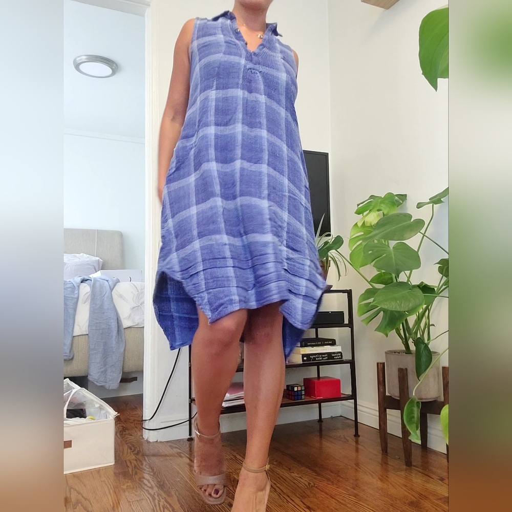 Isabella Sinclair plaid blue dress light fabric